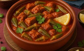 Бамия - окра с мясом в томатном соусе