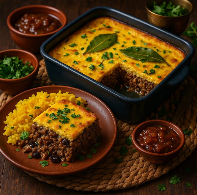 Боботи - пряная запеканка с яйцом и сухофруктами