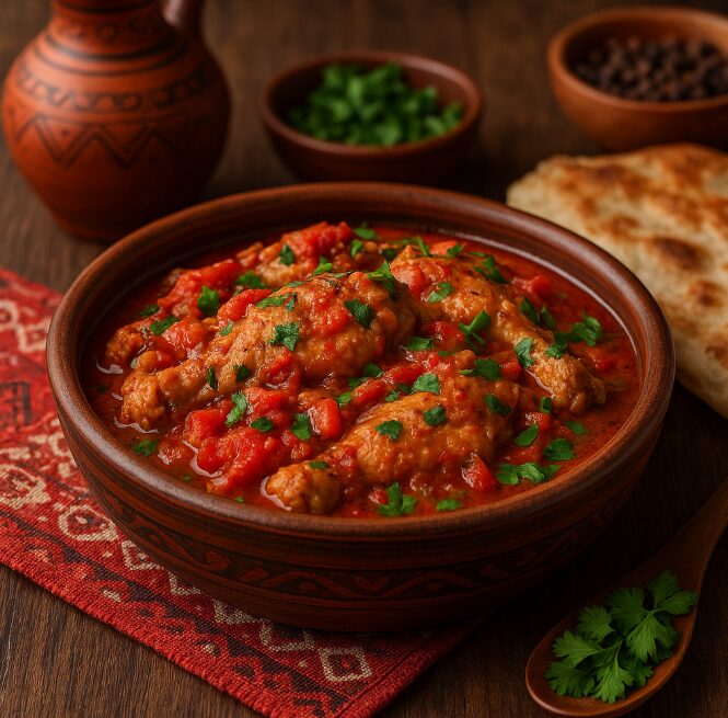 Чахохбили — тушёная курица с луком и томатами