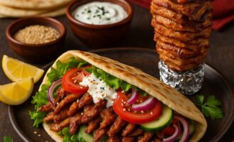 Дёнер-кебаб — мясо, запечённое на вертикальном гриле
