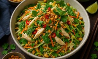Гой Га - салат с курицей, капустой и мятой