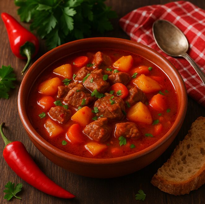 Гуляш по-венгерски — ароматное мясное блюдо с паприкой и овощами