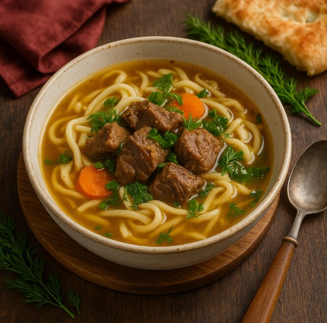 Гурилтай Шөл — суп с домашней лапшой и мясом