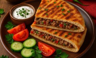 Хаваши — лепёшка с мясной начинкой