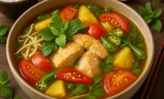 Кан Чуа — кислый суп с ананасом, томатами и рыбой