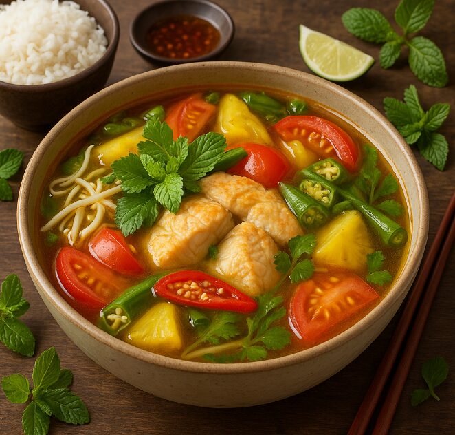 Кан Чуа — кислый суп с ананасом, томатами и рыбой