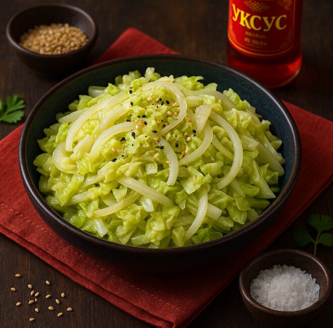 Капустный салат с луком и уксусом