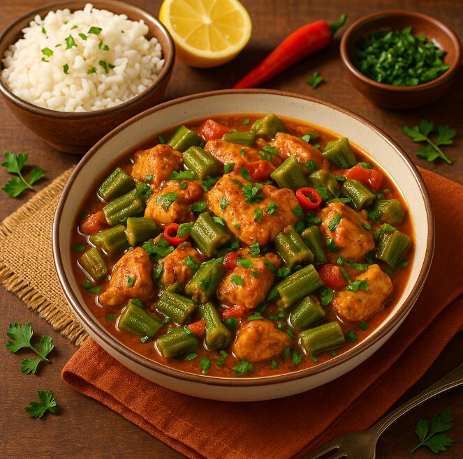 Курица с окрой