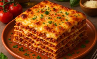Лазанья Болоньезе — блюдо с мясным соусом и соусом бешамель