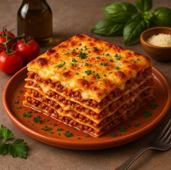 Лазанья Болоньезе — блюдо с мясным соусом и соусом бешамель