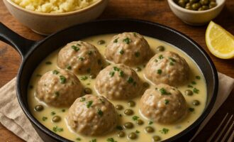 Митбольхен — мясные тефтели в каперсовом соусе