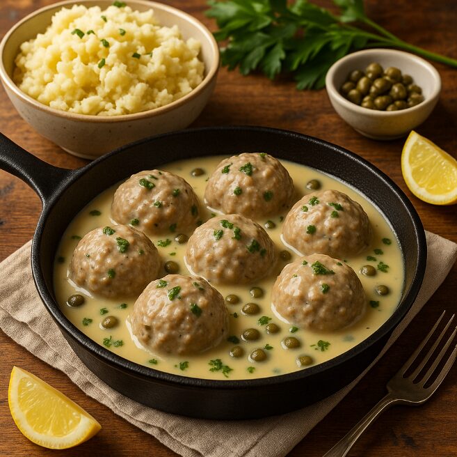 Митбольхен — мясные тефтели в каперсовом соусе