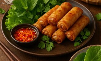 Нем Ран — жареные спринг-роллы с фаршем и овощами