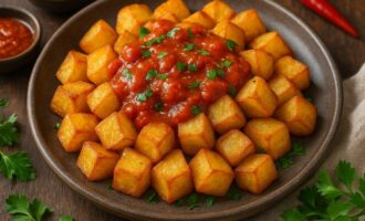 Пататас бравас — жареный картофель с острым соусом