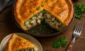 Пирог с курицей и грибами