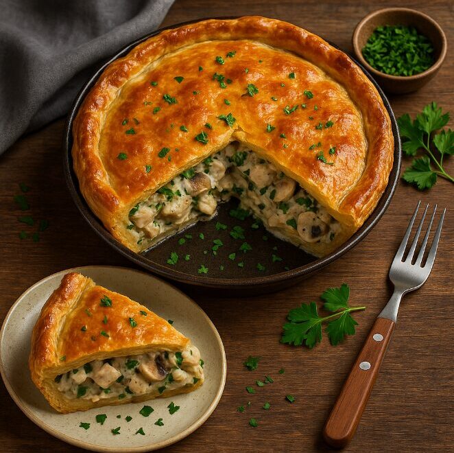Пирог с курицей и грибами