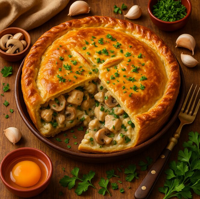 Пирог с курицей и грибами