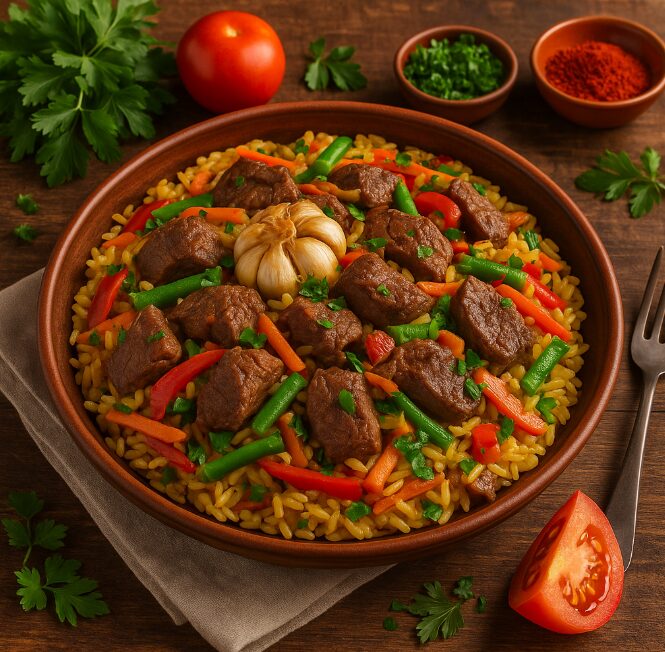 Плов с кенгурятиной и овощами — необычное блюдо из Австралии