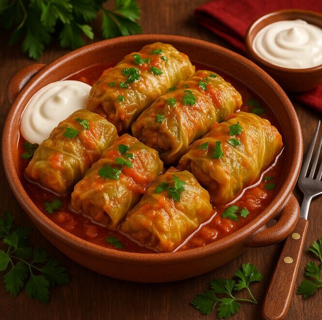 Сарма — капустные листья с мясной начинкой
