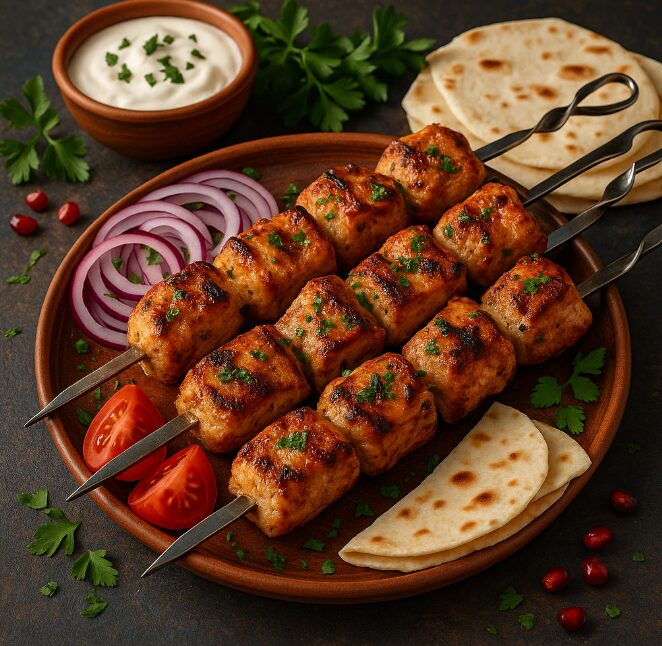 Шиш-кебаб — маринованные куски мяса на шампурах