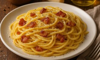 Спагетти Карбонара — классика с беконом и сыром