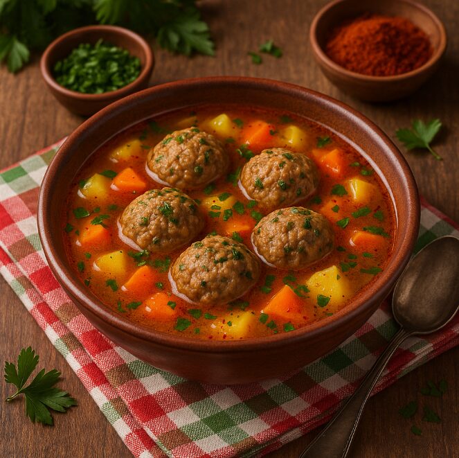 Суп с фрикадельками - первое блюдо из венгерской кухни