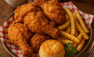 Жареный цыплёнок с хрустящей корочкой