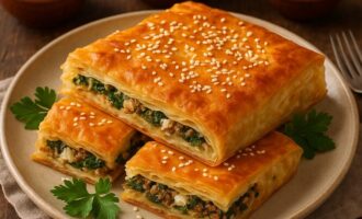 Бёрек — слоёная выпечка с сыром, шпинатом или мясом