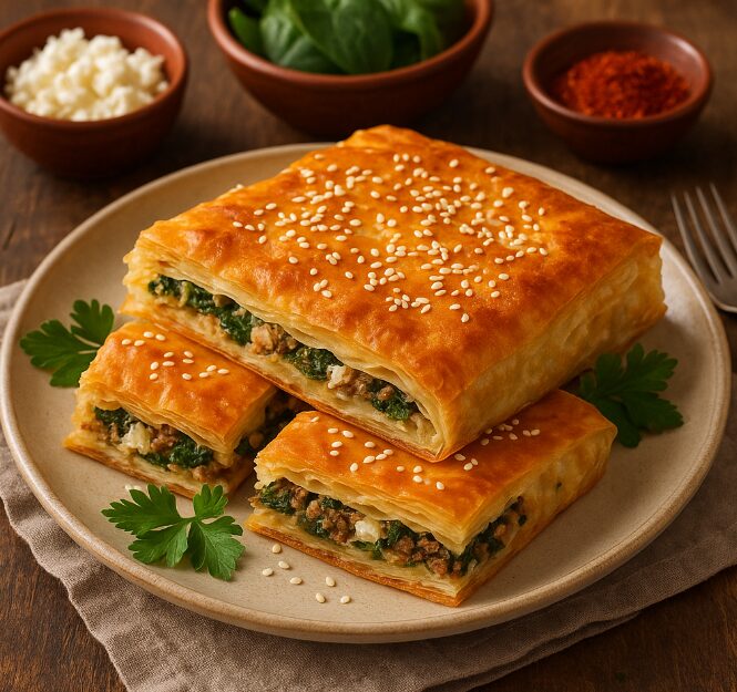 Бёрек — слоёная выпечка с сыром, шпинатом или мясом