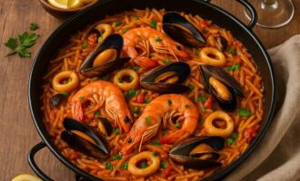 Фидеуа с морепродуктами испанская лапша