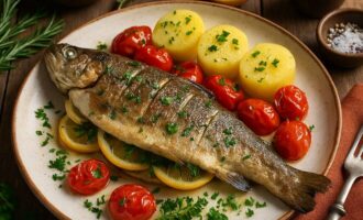 Форель, запечённая с травами