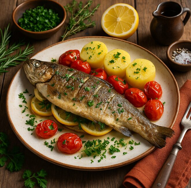 Форель, запечённая с травами