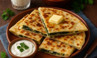 Гёзлеме - жаренная лепёшка с начинкой