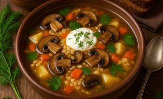 Грибной суп с перловкой