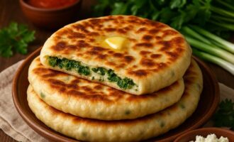 Калмадж — лепёшки на сковороде с начинками