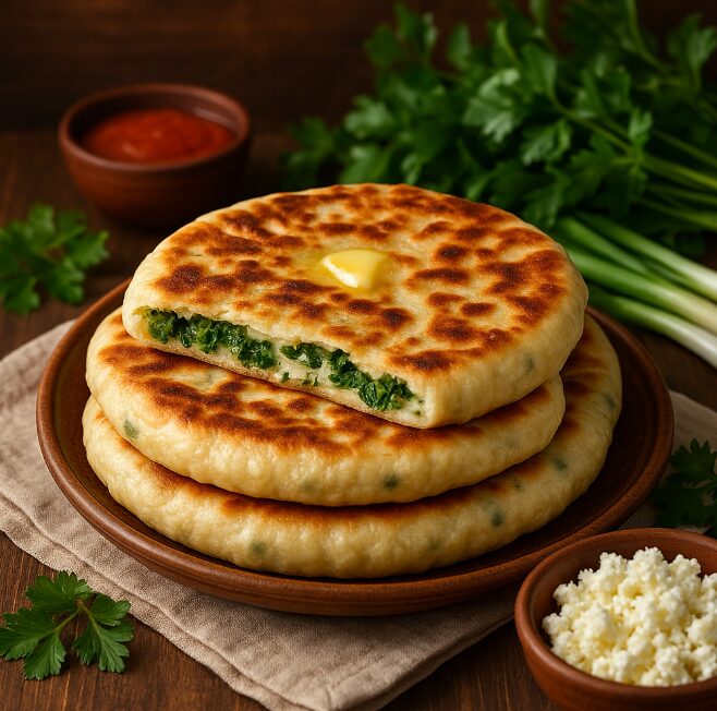 Калмадж — лепёшки на сковороде с начинками