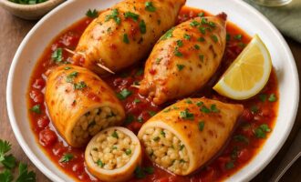 Кальмары, фаршированные рисом