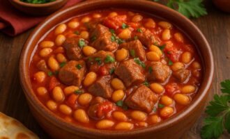 Карнишек - фасоль с томатами и мясом