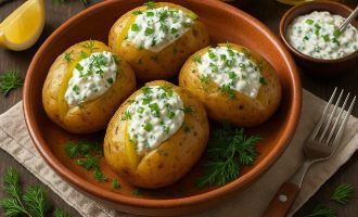 Картофель в мундире с творожным соусом