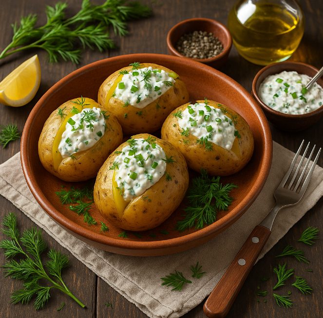 Картофель в мундире с творожным соусом