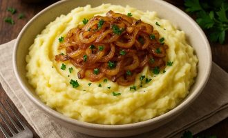 Картофельное пюре с жареным луком