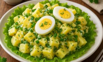 Картофельный салат с яйцом и зеленью