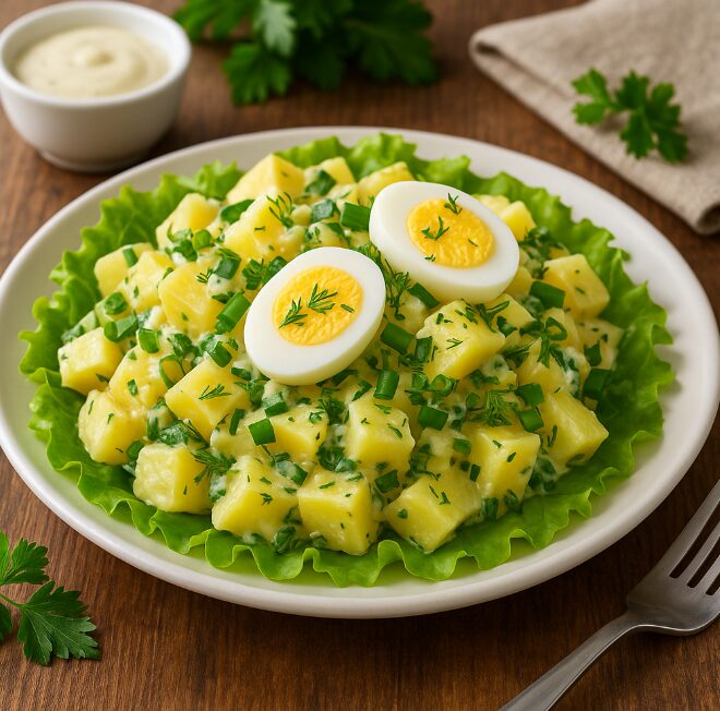 Картофельный салат с яйцом и зеленью