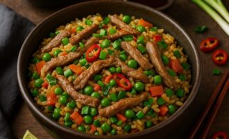 Ком Ранг — жареный рис с мясом и овощами