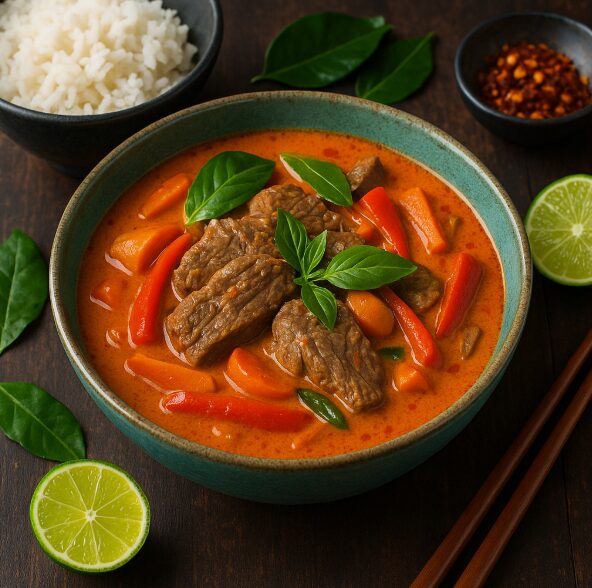 Красное карри с пастой чили, кокосовым молоком и мясом