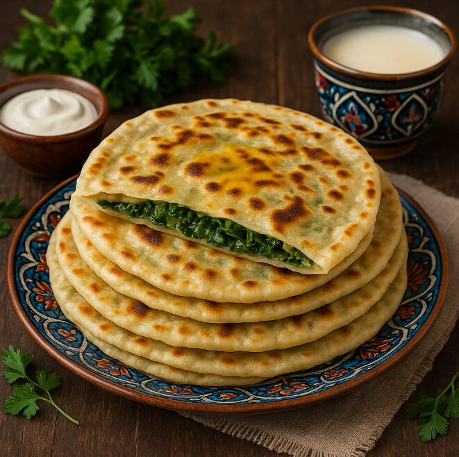 Кутабы с зеленью - лепёшки с сочной начинкой
