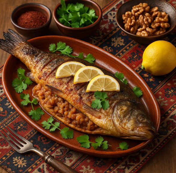 Лявянги из рыбы - блюдо с ореховой начинкой и луком