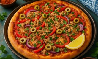 Марокканская пицца с тунцом