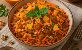 Морковный салат с изюмом и апельсином