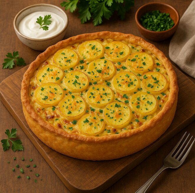 Овощной пирог с картофелем и луком
